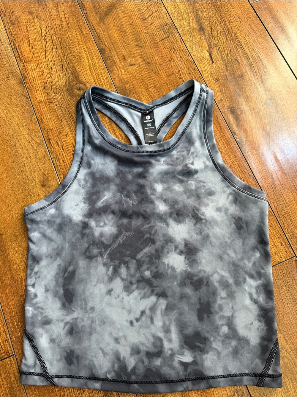 90 Degree By Reflex Gray Tie-Dye Racerback Crop Tank